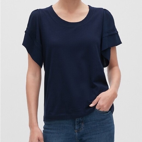 Banana Republic Navy Flutter Sleeve Top - Picture 9 of 9